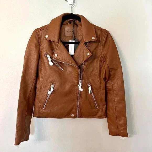 Anthropologie BlankNYC Women’s Faux Leather Moto Jacket in Honey Size XS NWT - Picture 2 of 9